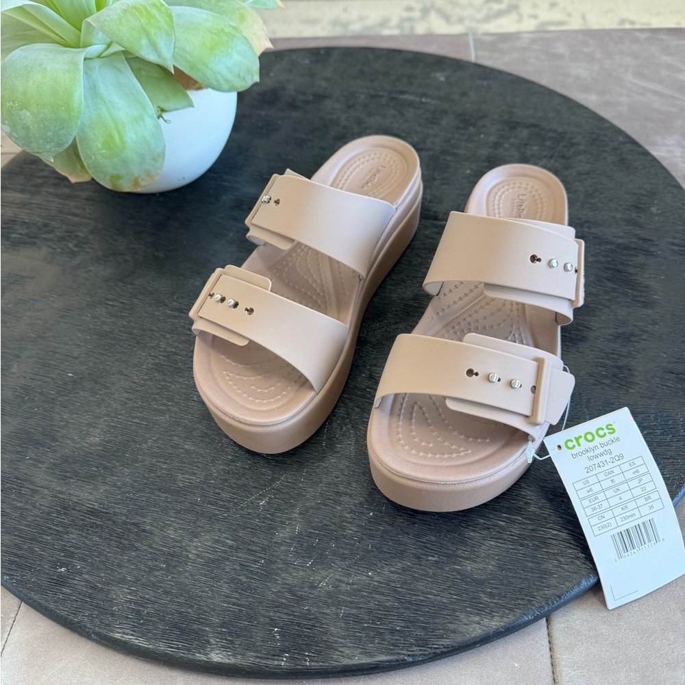 Crocs Women's Tan Platform Sandals - Picture 8 of 12